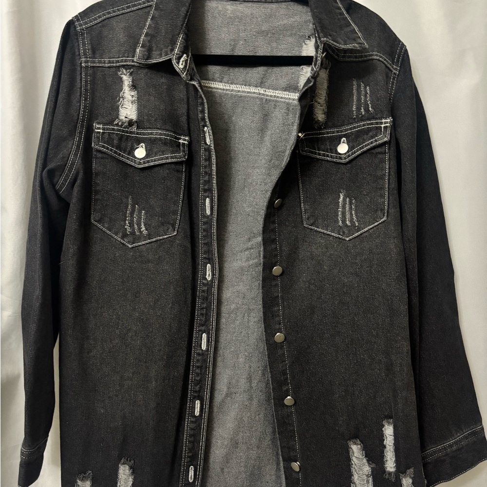 Black Distressed Denim Jacket